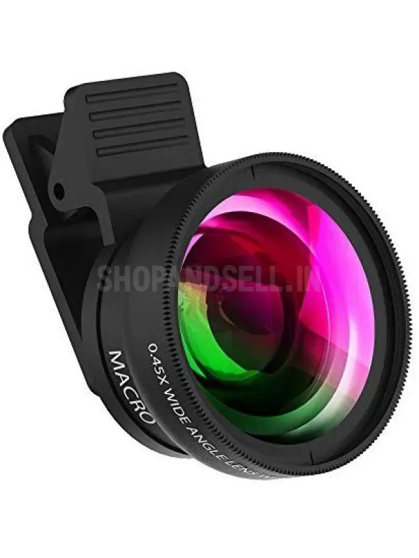 Camera Lens 2 in 1 Clip-on Lens Kit 0.45X Angle and 12.5 X Macro Phone Camera Lens for Smartphones (Black)